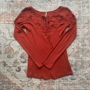Free People Red Long Sleeve Size Medium